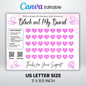 Allsidig insamlingskalender med rosa hjärtan, Välj ett datum för att donera, Insamlingsmall, Insamlingsflyer, Redigerbar insamlingsmall