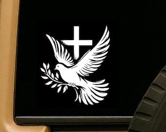 Dove Cross Vinyl Decal Sticker: Waterproof, UV-Resistant Christian Faith Art