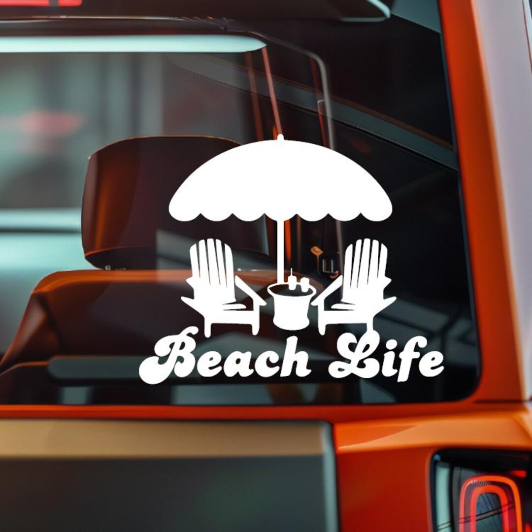 Beach Life Vinyl Decal - Waterproof Car, Laptop, Window Sticker - Etsy