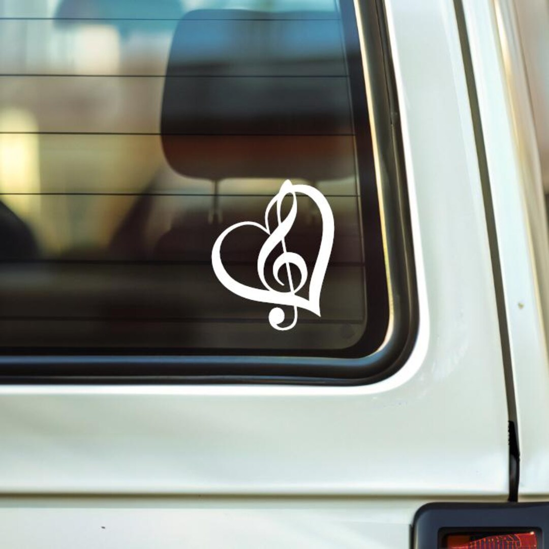 Treble Clef Heart Vinyl Decal Sticker - Music Lover Gift - Etsy