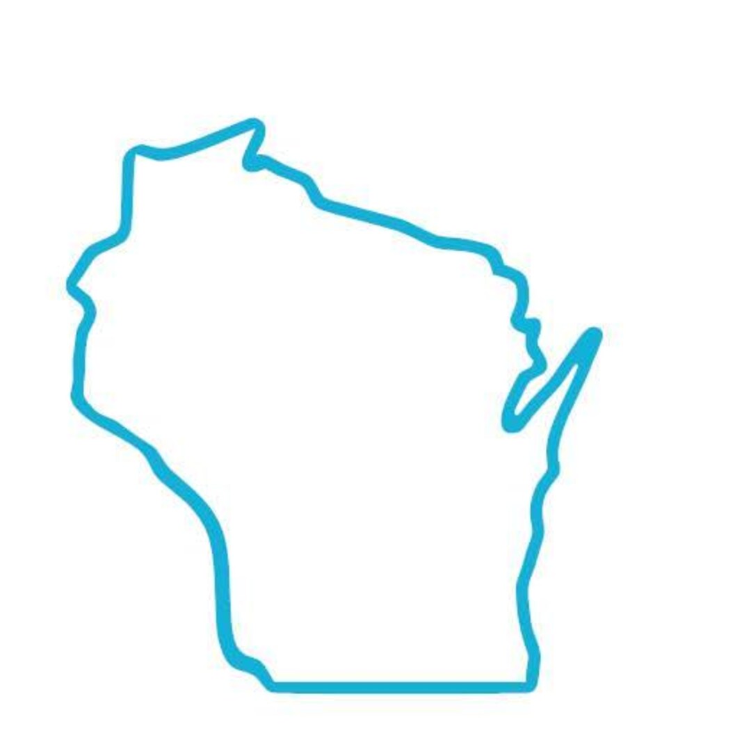 Wisconsin State Map Outline Decal – Sky Blue UV Waterproof Vinyl ...