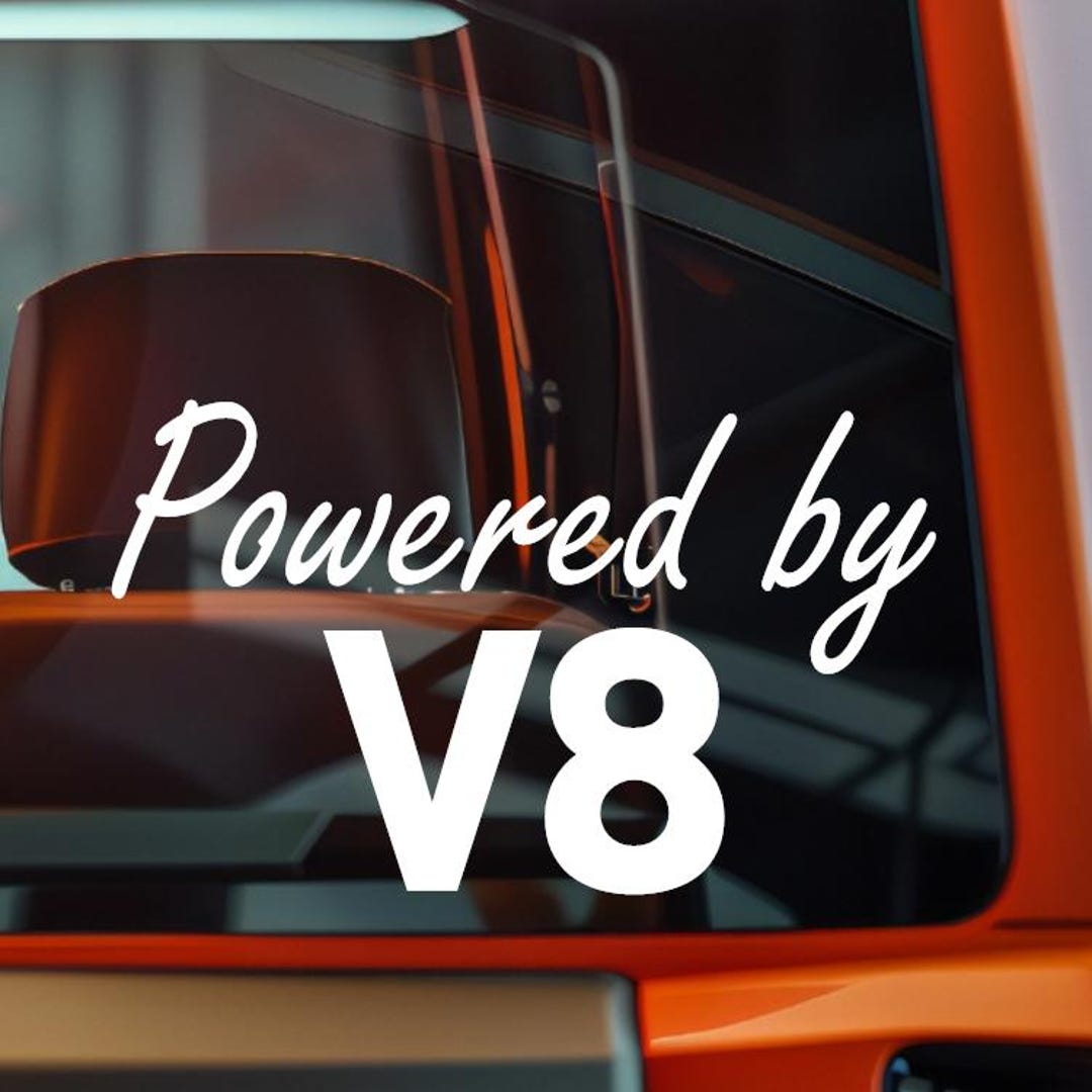 Voltedge Engine Sticker Powered by V8 Engine Vinyl Decal - Laptop, Bumper, Window Sticker - Etsy