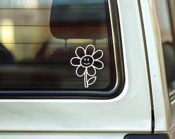 Smile Daisy Flower Vinyl Decal - Waterproof, UV-Resistant