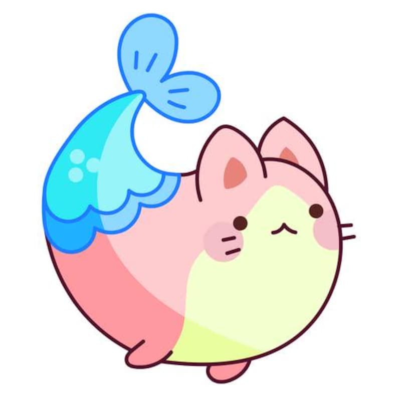 Little Mermaid Cat Vinyl Decal Sticker, Waterproof UV-Resistant Laptop Car Tumbler Accessories image 1