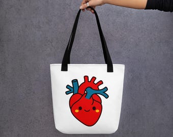 Anatomical Heart Tote Bag - Cardiology Medical Student Gift, Anatomy Humor, Gift for Nurses