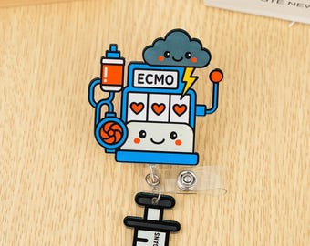 Porta badge retrattile per cardiologia ECMO - Porta badge retrattile per terapia intensiva e chirurgia cardiaca, badge per infermieri, regalo medico