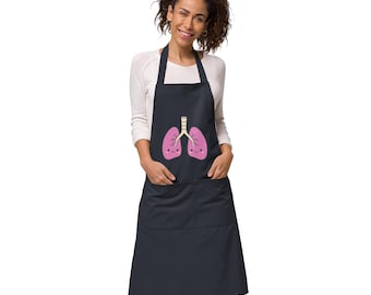 Organic Cotton Human Lungs Apron: Funny Anatomy Kitchen Apron