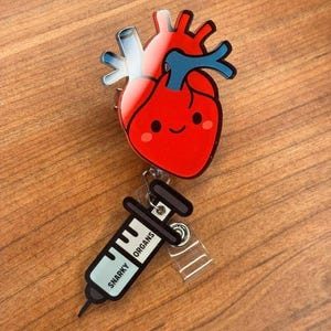 Heart Acrylic Badge Reel: Snarky Organs Charm - Nurse Doctor Medical ID