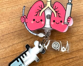 Lung Laryngoscope Badge Reel - Retractable Respiratory Therapy ID Holder, Nurse Badge, Medical Gift