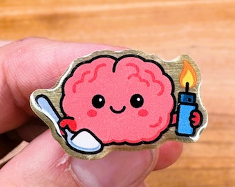 Sinful Brain Enamel Pin - Funny Neurology Lapel Pin Gift, Eco Metal Badge, Medical Humor