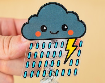 Black Cloud Badge Reel - einziehbarer Nachtschicht Ausweishalter, Krankenschwester Abzeichen, medizinisches Geschenk