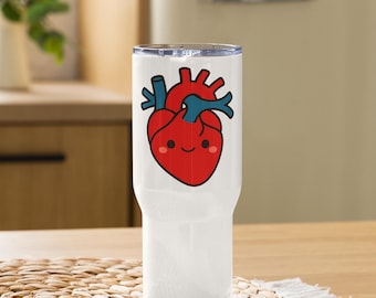 Kubek podróżny Anatomical Heart Tumbler 20 uncji – zabawny kubek kardiologiczny, stal nierdzewna, prezent dla pracowników służby zdrowia