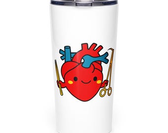 Kubek termiczny Surgical Heart Tumbler 20 uncji – zabawny kubek podróżny z motywem kardiologii, ze stali nierdzewnej, prezent dla pracowników służby zdrowia