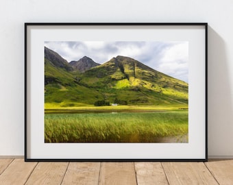 Glencoe Scotland Print | Scottish Highlands Mountain Landscape | Fine Art Wall Print\The White Hut