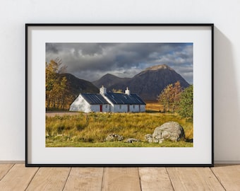 Glencoe Scotland Print, Black Rock Cottage, Scottish Highlands Wall Art