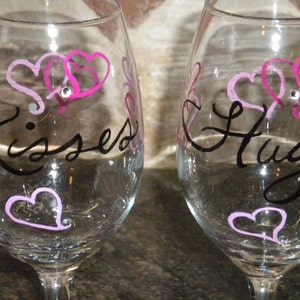 Hand Painted Valentine Wine Glasses image 2