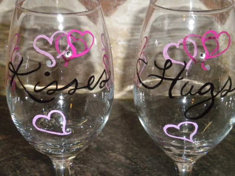 Hand Painted Valentine Wine Glasses image 2