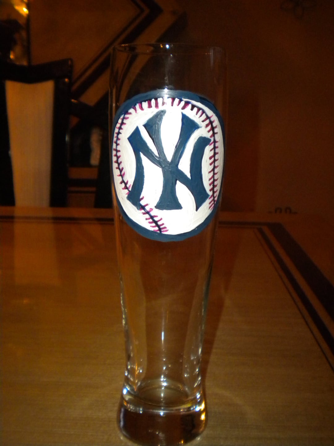 Hand Painted NY Yankees Beer Glass Etsy