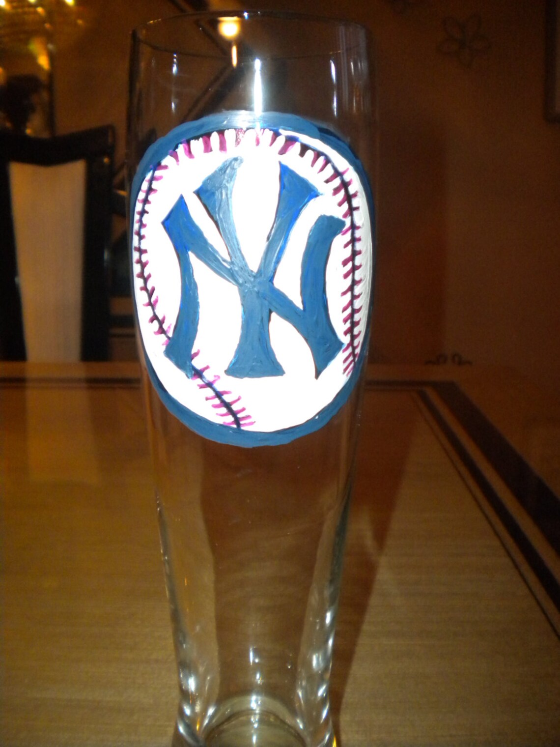 Hand Painted NY Yankees Beer Glass Etsy