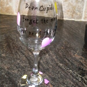 Hand Painted Valentine Wine Glass