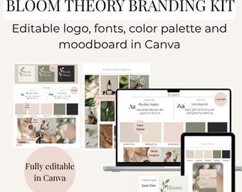 Clean, Modern Editable Canva Brand Kit Template | Logo, Moodboard & Color Palette