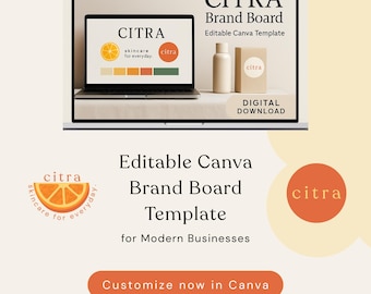 Citra Brand Board Template | Logo, Color Palette & Mockups | Bright, Fun, Colorful Branding Package
