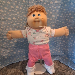 Vintage Cabbage Patch Kid Doll: Wheat Crimped Hair, Blue Eyes, Owl Onesie