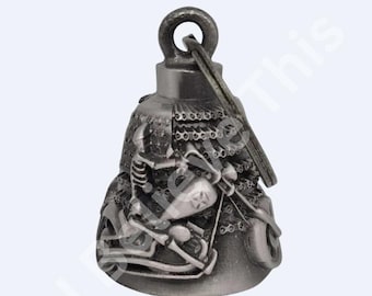 Skeleton Riding, Motorcycle Bell, USA Flag, for Good Luck and in 3-D, Light Weight