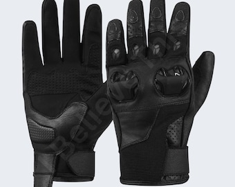 Motorcycle Protective Leather Biker Gloves with Knuckle Armor | Motorbike Safety Gear