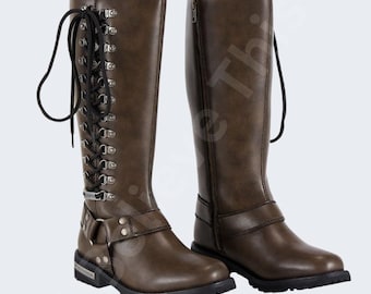 Brown Leather Steampunk Motorcycle Boots Steampunk Boots - Etsy main image 4
