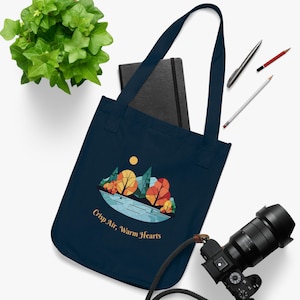 Borsa in tela di cotone biologico: shopping ecologico a tema autunnale