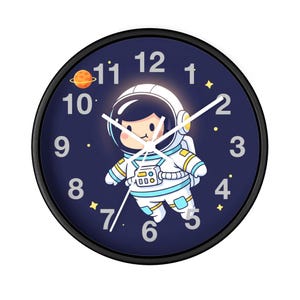 Cute Astronaut Wall Clock | Space Theme Astronomy Decor for Kids Bedroom