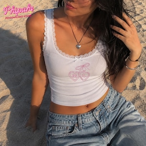 Embroidered Briar University Lace Camisole, Hockey Romance Baby Tee, Bookish Campus Sports Aesthetic Ribbed Tank Top, Book Lover Gift