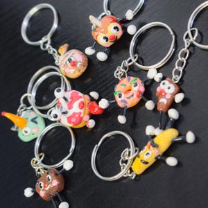 Retro Food Keychains – Mini Polymer Clay Charms – Kawaii Accessories – Cute Nostalgic Gifts