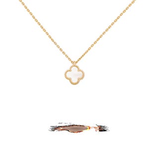 Collar con colgante de nácar: solitario de oro de 14 quilates, cadena de 45 cm