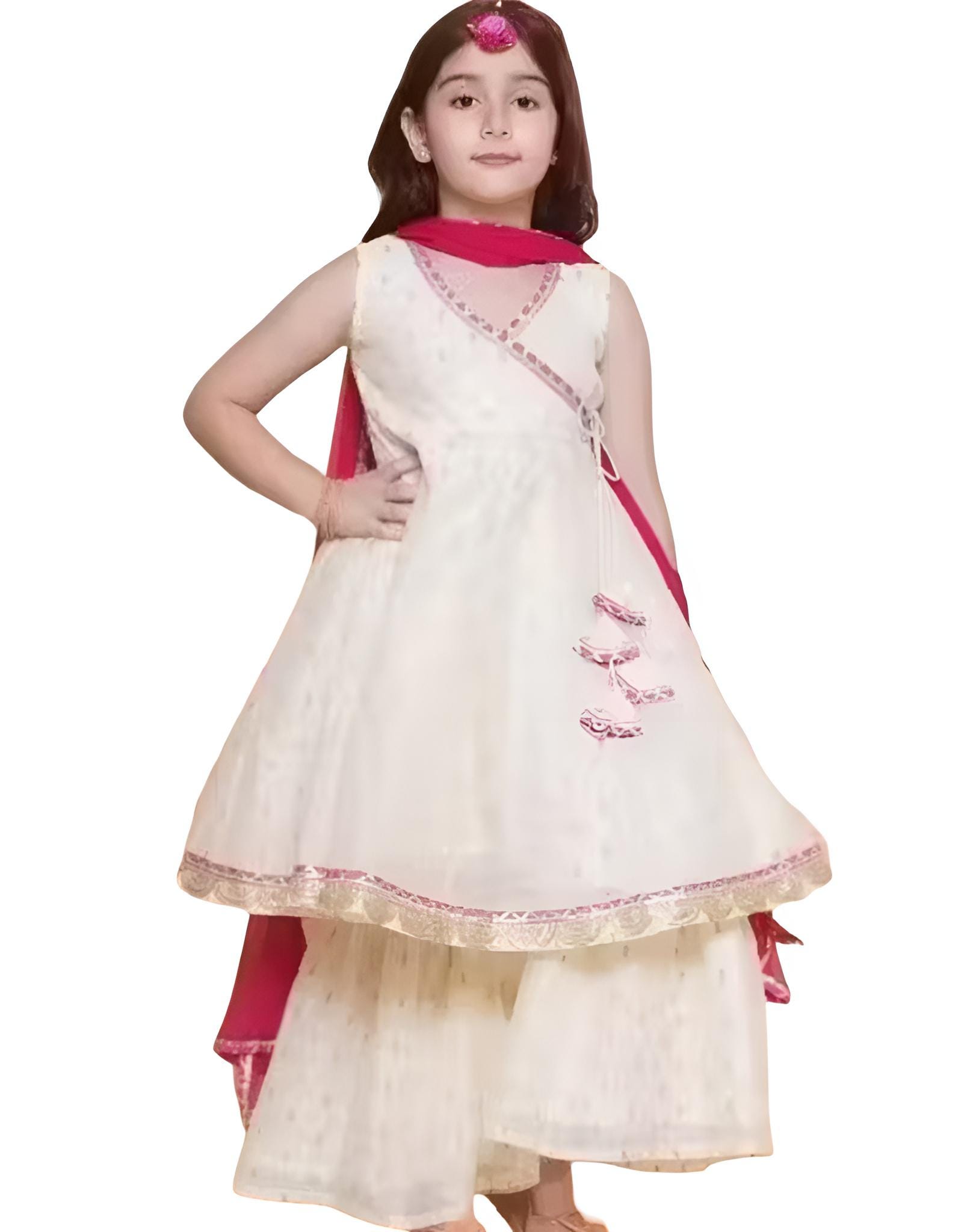 white christmas dresses White Chinon Silk Anarkali Suit With Dupatta – Zara Ethnic main image 0