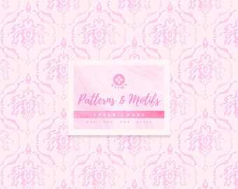 Hand Drawn French Baroque Seamless | Pink Journal Paper | Scrapbook Digital Collage Print | Tileable Decor File For Products & Digital Use