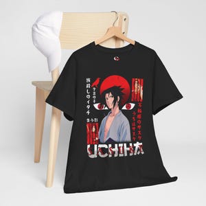Anime Graphic T-Shirt Red Moon Avenger Style Black Ninja Manga Tee Unisex Heavy Cotton Otaku Gift Japanese Streetwear