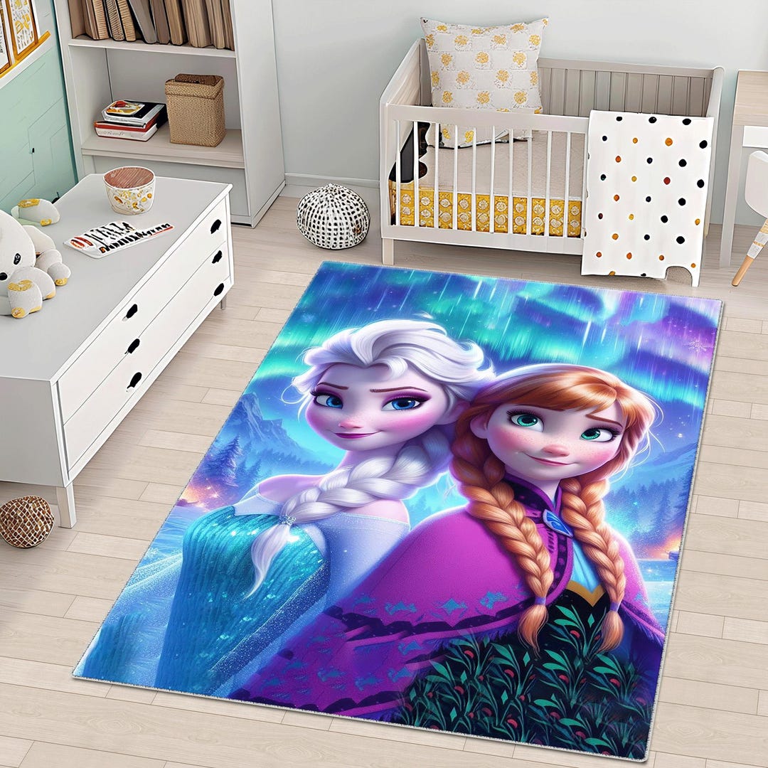Frozen Rug Frozen Theme Kids Rug: Elsa and Anna Nursery Decor, Elsa Rug, Anna Rug ...