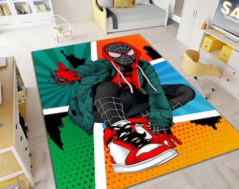 Sneakers Shoes Rug, Spiderman Rug, Custom Rug, Personalized Rug, Street Cool Rug, Sneaker Art, Fashion Street Rug, Area Rug, Shoes Room