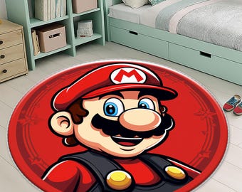 Retro Game Rug,  Round Rug, Video Game Rug, Colorful Rug, Child Rug, Cute Rug, Personalized Rug, Nursery Rug, Area Rugs, Gift for Kids