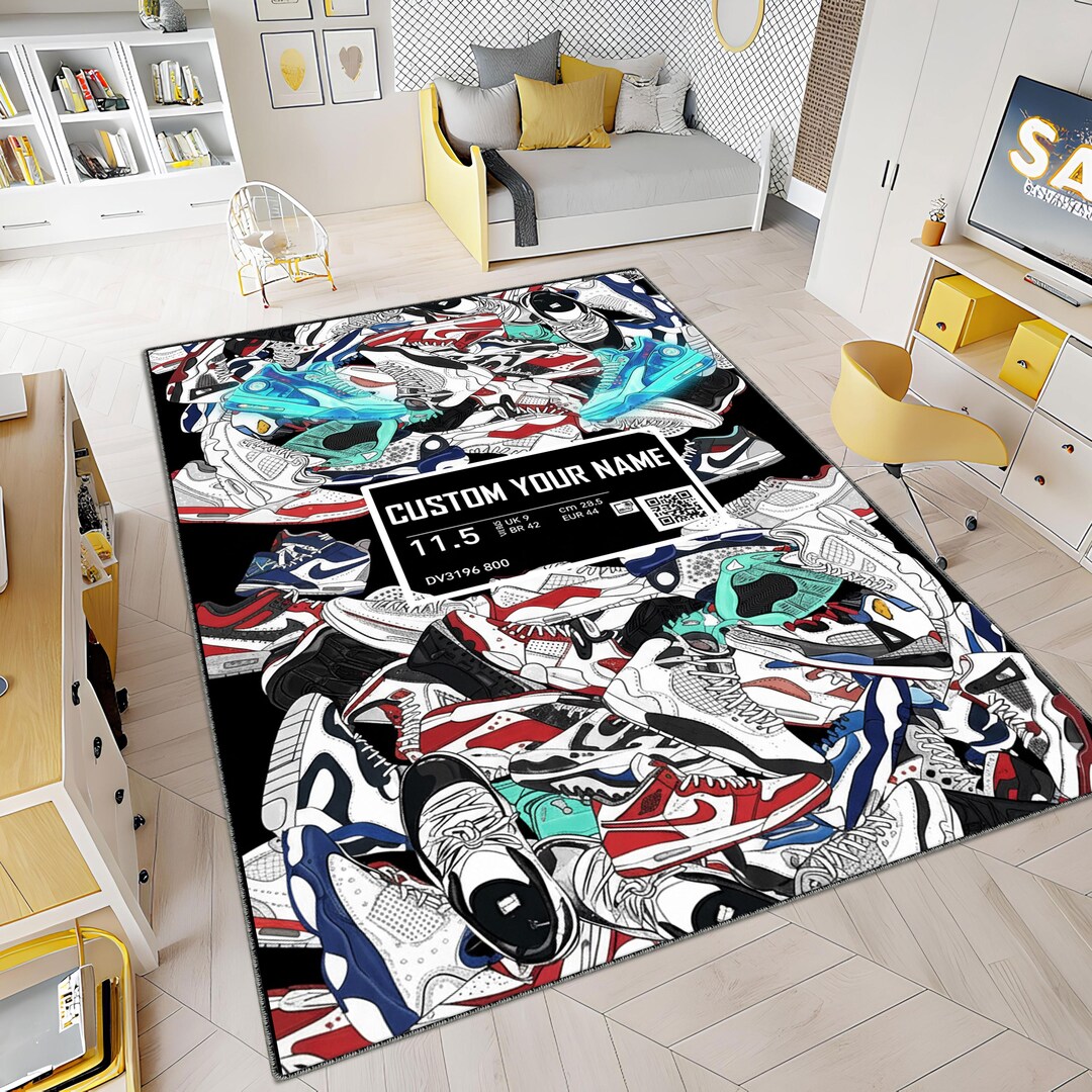 Sneakers Shoes Rug, Custom Rug, Personalized Rug, Street Cool Rug ...