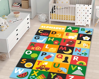 Alphabet Kids Rug, Letters Alphabet Rug Playroom, Nursery Decor, Cute Rug, Kids Rug, Colorful Rug, Custom Rug, Nursery Rug,Area Rug,Kids Rug