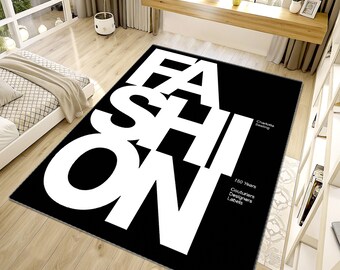 Fashion Rug, Modern Rug, Black And White Rug, Home Decor Rug, Salon Rug, Living Room Rug,Washable Rug, Aesthetic Rug, Bedroom Rug,Area Rug