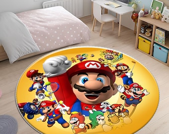 Retro Game Rug,  Round Rug, Video Game Rug, Colorful Rug, Child Rug, Cute Rug, Personalized Rug, Nursery Rug, Area Rugs, Gift for Kids