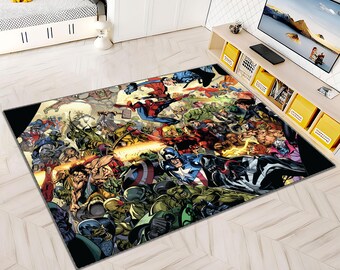 Marvel Rug, Marvel Characters, Marvel Decor, Super Hero Logos Rug, Movie Rug, Fantastic Rug, Movie Decor, Hypebeast Rug, Unique Rug, Area