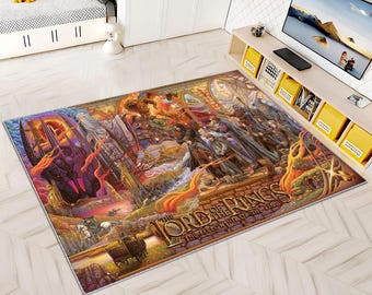 LOTR Rug, Movie Rug, Rings Rug, Colorful Rug, Popular Rug, Custom Rug, Unique Rug, Fantastic Rug, Movie Decor, Area Rug ,Boys Rug, Gifts