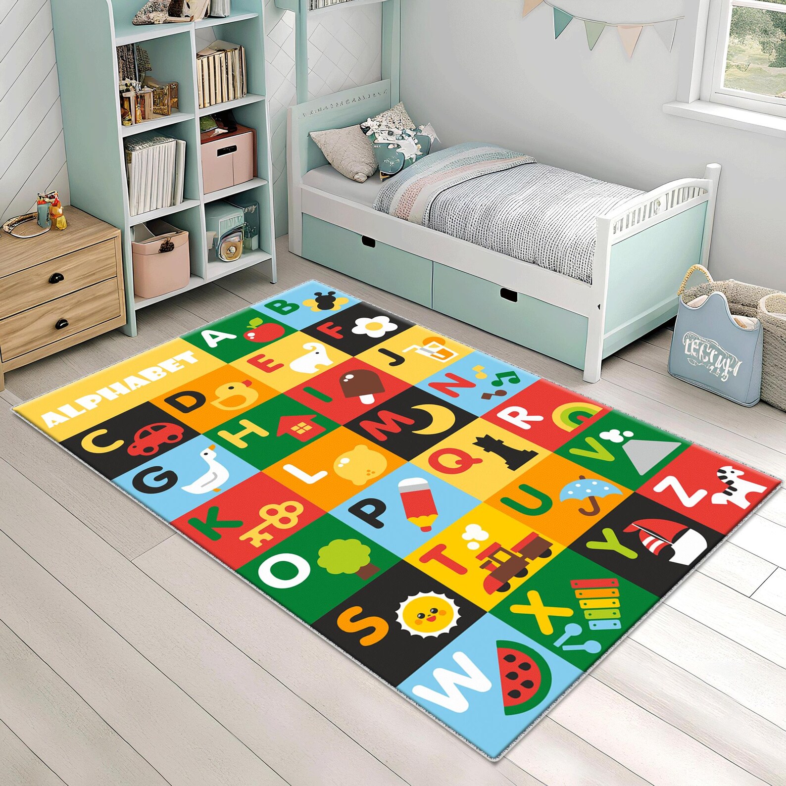 Alphabet Kids Rug, Letters Alphabet Rug Playroom, Nursery Decor, Cute ...