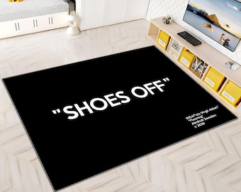 Shoes Off Rug, Sneaker Rug, Shoes Rug, Shoes Room Rug, Area Rug, Unique Rug, Hypebeast Rug, Best Seller Rug, Black Rug, Awesome Room Rug