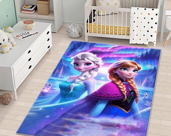 Elsa and Anna Nursery Decor: Elsa Rug, Anna Rug, Kids Rug ,Personalized Rug, Custom Rug, Nursery Rug, Area Rug, Birthday gift, Girl's Rug,